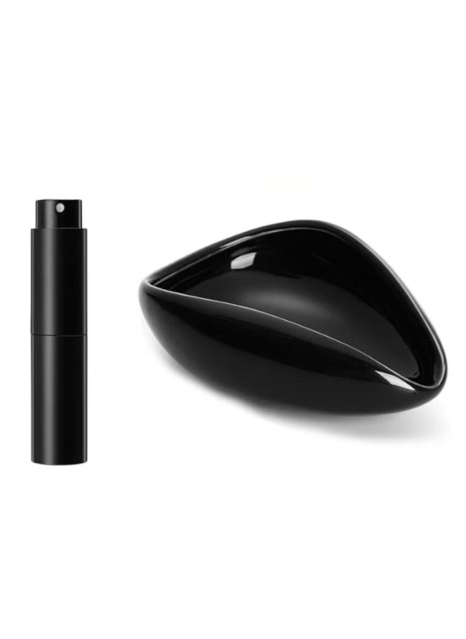 BIG MAX Coffee Bean Dosing Tray and Coffee Bean Spray Bottle 2-Piece Set V60 Coffee Tools Black  - Image 1