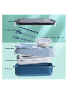 Arabest Lunch Box 2-Layer Bento Lunch Box with Cutlery Removable 304 Stainless Steel Container Bento Box for Office School Picnic  - Image 2