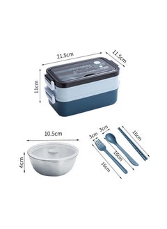 Arabest Lunch Box 2-Layer Bento Lunch Box with Cutlery Removable 304 Stainless Steel Container Bento Box for Office School Picnic  - Image 3