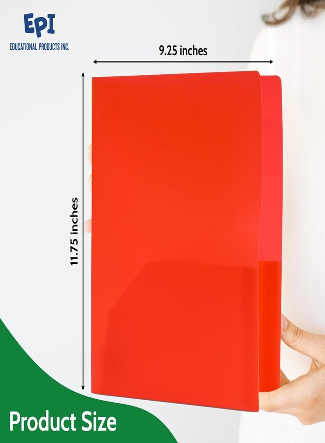 EPI 24 Pack Assorted Colors Plastic Folders with Pockets Heavy Duty. 2 Pocket Folder with Prongs Bulk. Tear-Resistant Letter Size 8.5x11. Presentation Ready School and Office Supplies - Image 5