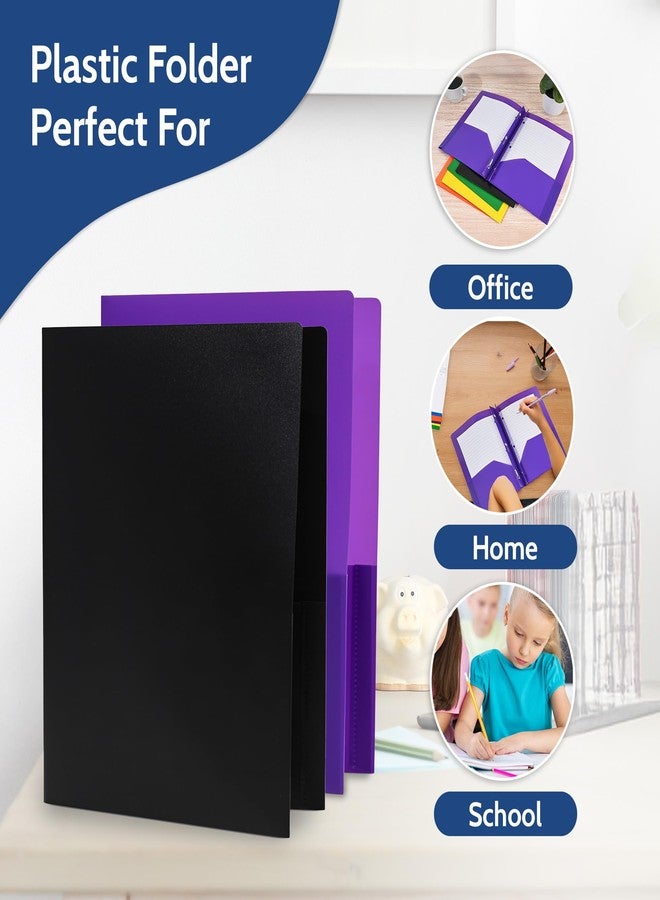 EPI 24 Pack Assorted Colors Plastic Folders with Pockets Heavy Duty. 2 Pocket Folder with Prongs Bulk. Tear-Resistant Letter Size 8.5x11. Presentation Ready School and Office Supplies - Image 4