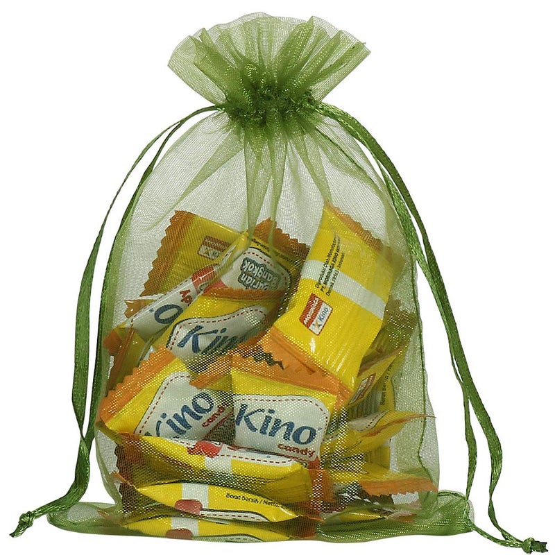 HRX Package 100pcs Organza Drawstring Bags Olive Green, 4 x 6 inch Candy Mesh Gift Bags Jewelry Pouches Small Christmas Sachet - Image 5