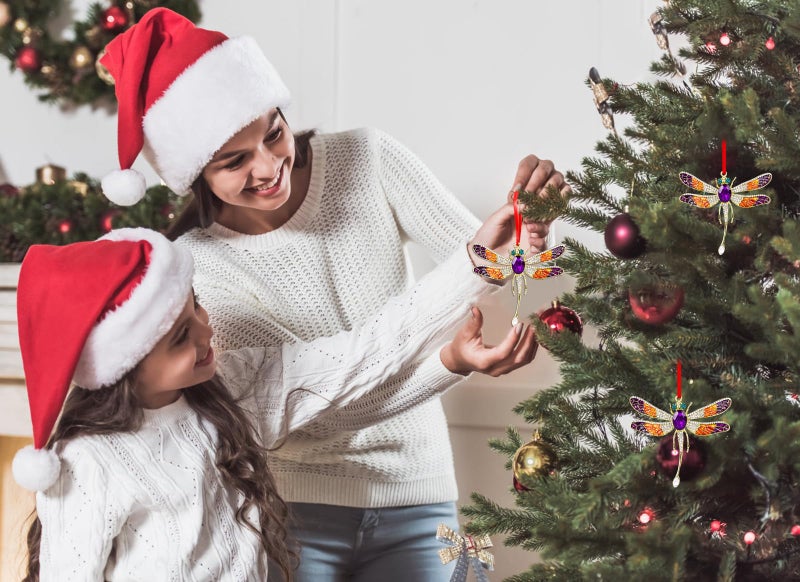 Whatsign Dragonfly Christmas الحلي 2024 - الحلي اليعسمية المعدنية لزينة الشجرة المعدنية ديكورات اليعسوب اليعسوب الزخارف شجرة اليعسوب. - Image 3