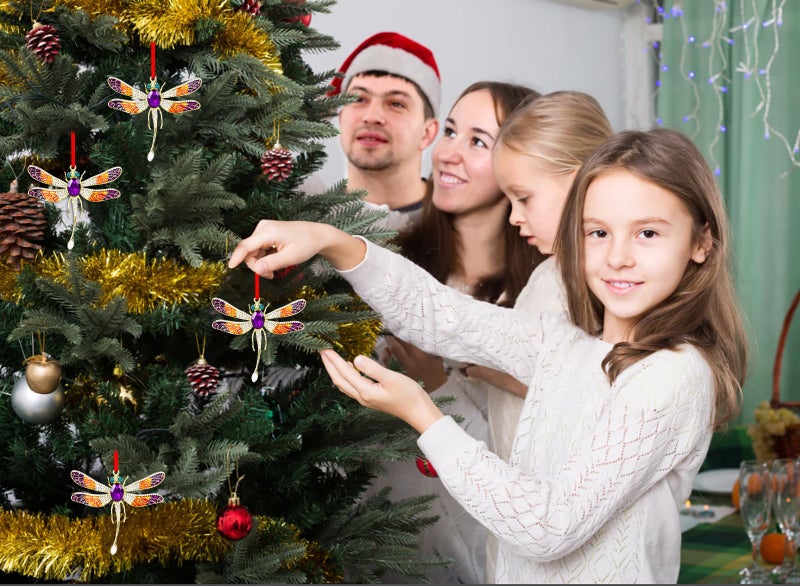 Whatsign Dragonfly Christmas الحلي 2024 - الحلي اليعسمية المعدنية لزينة الشجرة المعدنية ديكورات اليعسوب اليعسوب الزخارف شجرة اليعسوب. - Image 2