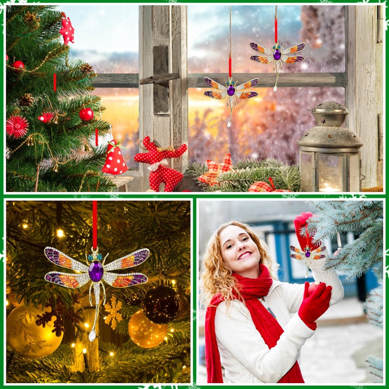 Whatsign Dragonfly Christmas الحلي 2024 - الحلي اليعسمية المعدنية لزينة الشجرة المعدنية ديكورات اليعسوب اليعسوب الزخارف شجرة اليعسوب. - Image 4