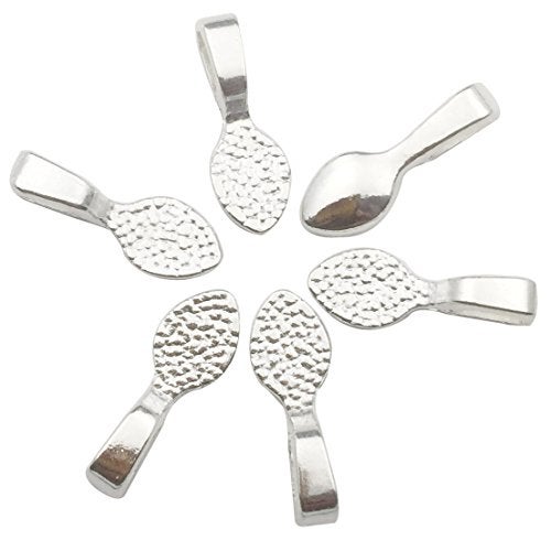 iloveDIYbeads 200 Shiny Silver Color Glue on Bails-Small Pendant Bails-Jewelry Bails for Pendant Making Scrabble Or Glass Cabochon Tiles Pendants (9062) - Image 1