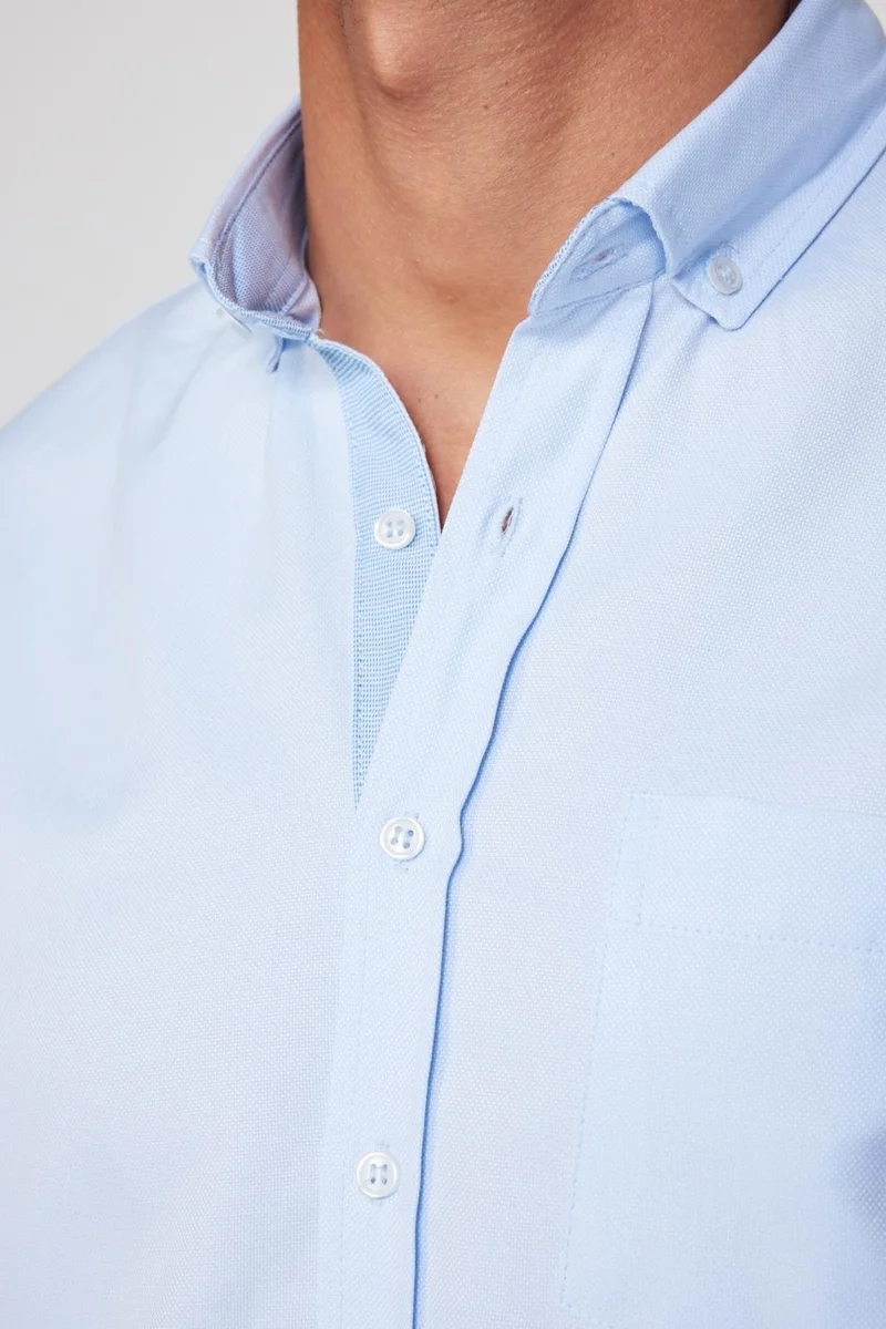تودورس Classic Fit Cotton Easy Iron Oxford Plain Blue Men's Shirt