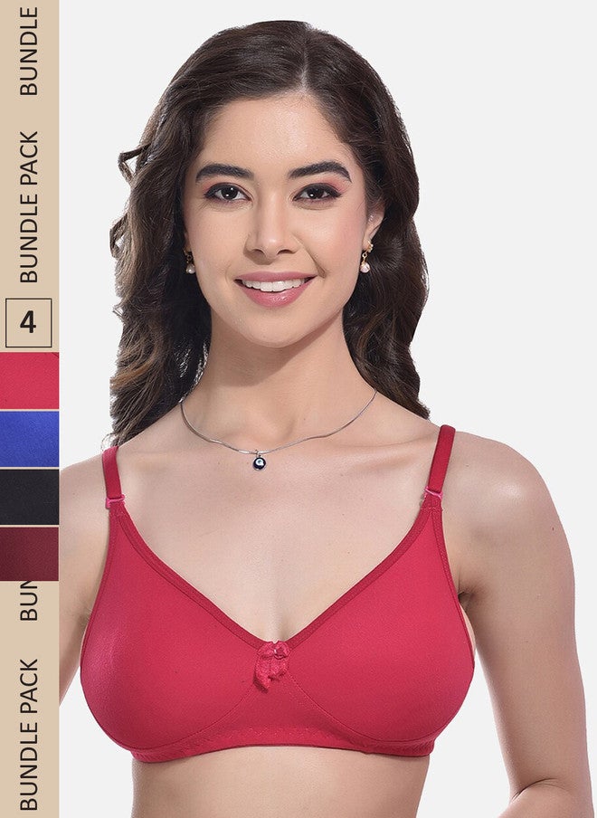FIMS Pack Of 4 Full Coverage Non Padded Everyday Bras With All Day Comfort - Image 1