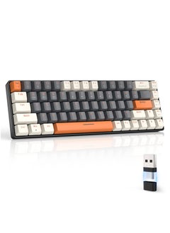 K68 Wireless Mechanical Keyboard Bluetooth Dual Mode Hot-Swappable Mini 68-Key Red Switch for PC PS4 Xbox iPhone iPad