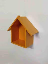 khusubhdecor khusubhdecor MDF Floating Shelves for Wall Pine Wood Rustic Solid Small Hut Shaped Wall Mounted Shelves Unique for Wall Decor Ideal for Bedroom Living Room Kitchen 7x3x9 Orange  - Image 4