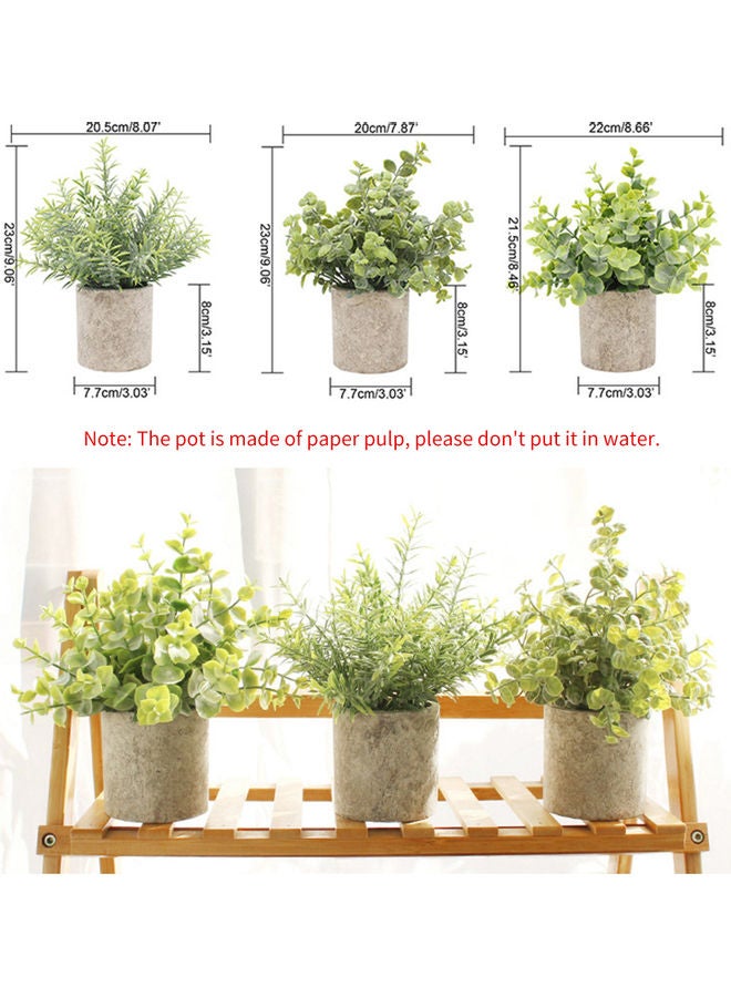 مجموعة نباتات صناعية في أصيص من 3 قطع أخضر - Image 3