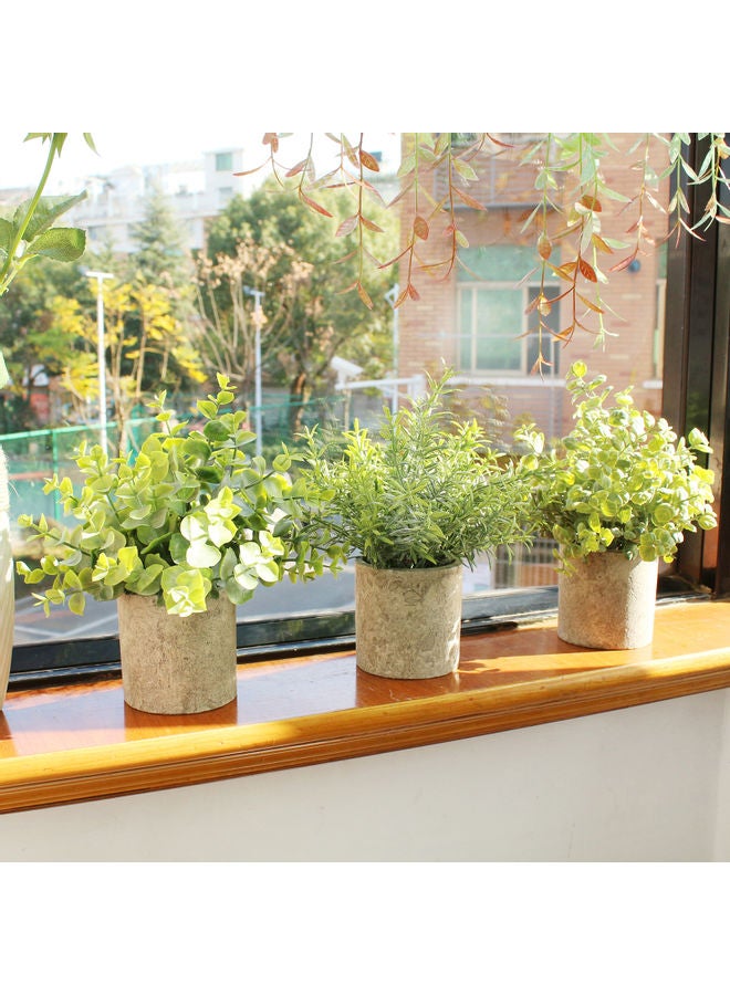 مجموعة نباتات صناعية في أصيص من 3 قطع أخضر - Image 4