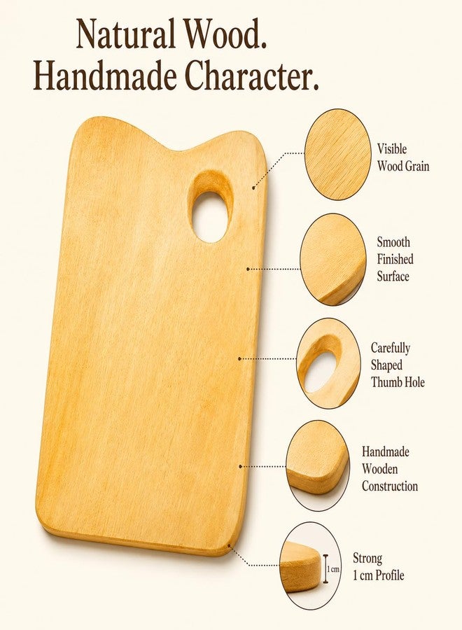 ArtRight Wooden Rectangular Painting Palette - Handmade Paint Palette with Thumb Hole for Acrylic, Oil, Gouache Watercolor Painting - for Professional Artists, Art Enthusiasts & Kids - Image 2