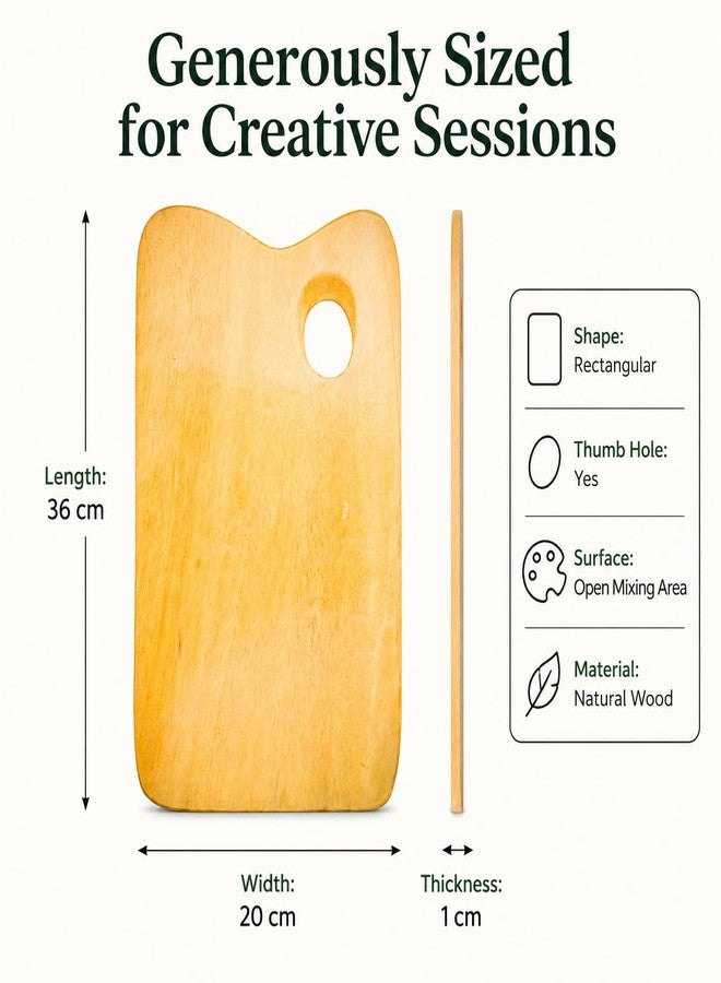 ArtRight Wooden Rectangular Painting Palette - Handmade Paint Palette with Thumb Hole for Acrylic, Oil, Gouache Watercolor Painting - for Professional Artists, Art Enthusiasts & Kids - Image 4