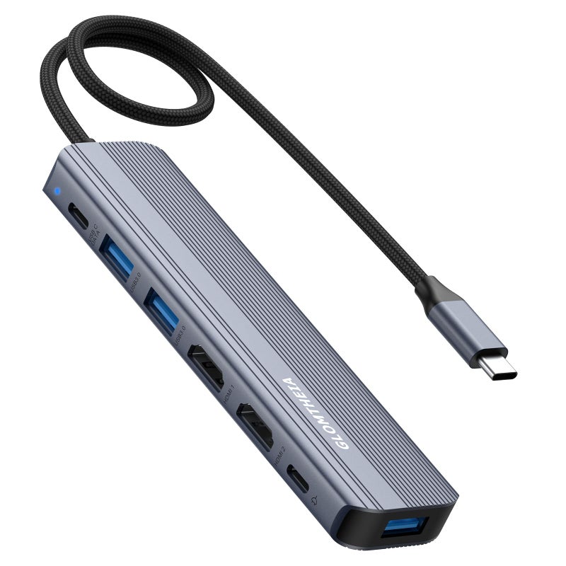 Glomtheia USB C Hub Docking Station Dual Monitor for Laptop, MacBook Air/Pro Dock Adapter Multiport Dongle with 2 HDMI Ports 4K 60Hz, 100W PD Charging, 3 USBA 3.0 & USBC - Image 1