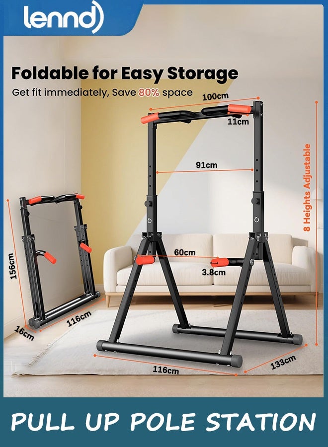 لينند محطة سحب باور تاور قابلة للطي، محطة سحب قابلة للتعديل، صالة ألعاب رياضية منزلية متعددة الوظائف، معدات لياقة بدنية لتدريب القوة، تصميم مثلث، للاستخدام المنزلي في الهواء الطلق - Image 4