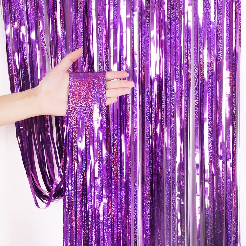 3 Pack Fringe Curtains Party DecorationsTinsel Backdrop Curtains for PartiesPhoto Booth Wedding Graduations Birthday Christmas Event Party Supplies Purple