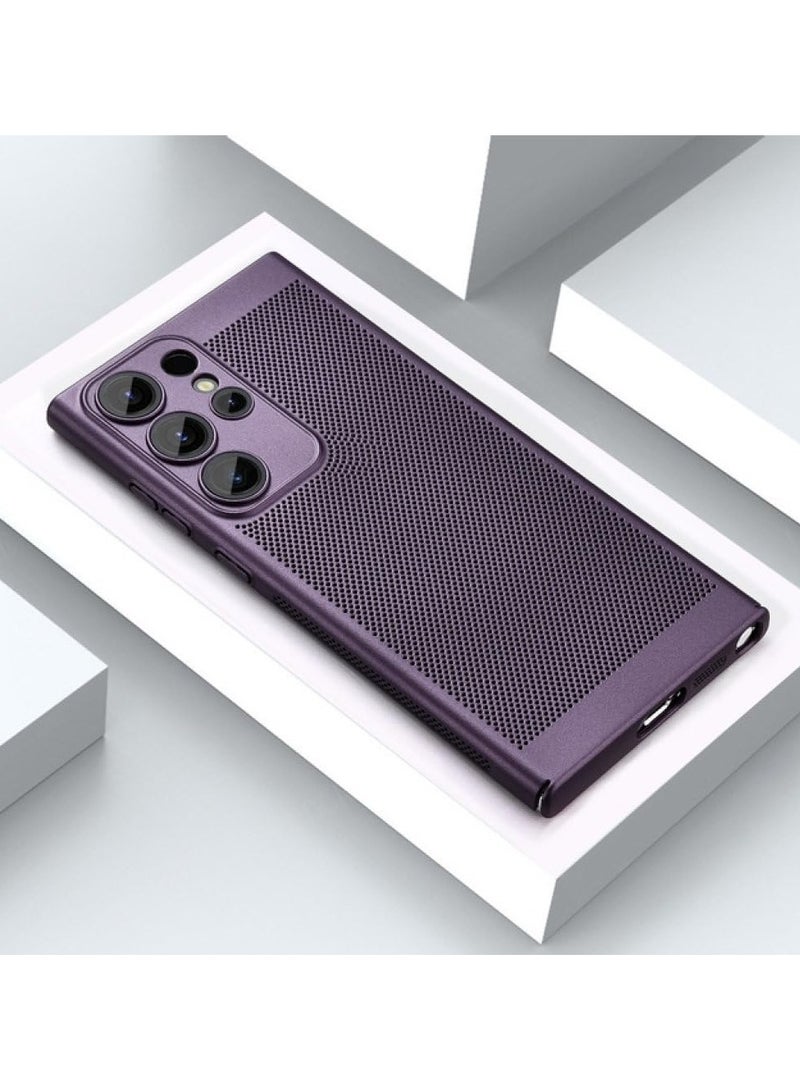 Heat Dissipation Case with Built in Camera Lens Protector Slim Fit Breathable Cooling Anti Fingerprint Hard PC Back Shockproof Cover For Samsung Galaxy S24 Ultra (Deep Purple) - Image 2