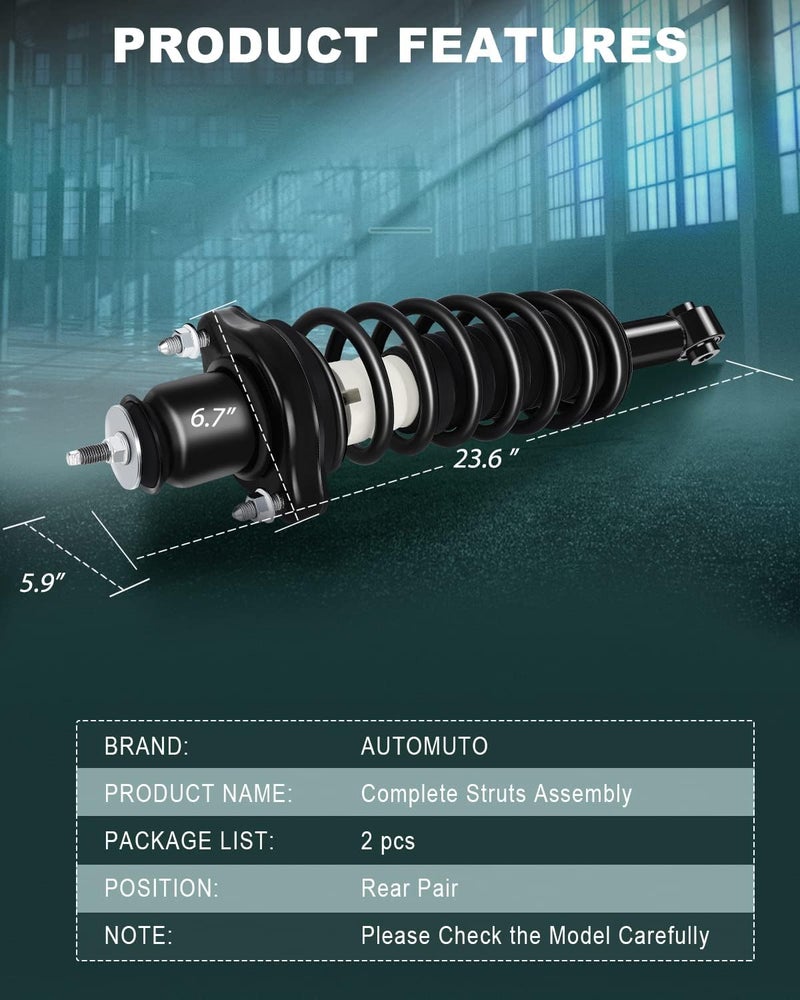AUTOMUTO Rear Strut Spring Assembly for 2008-2010 Mitsubishi Lancer - Image 3