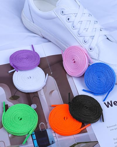Teskyer 4 Pairs of Flat Shoe Laces, Shoelaces for Sneakers, Athletic Shoelaces - 51 Inch, White - Image 5