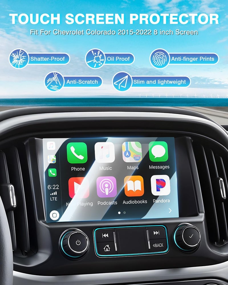 Karltys 【Upgrade 2 Pack Screen Protector for 【No Glare u0026 Fingerprint】 Tempered Glass 2015-2022 Chevy Colorado /2015-2021 Silverado /2015-2020 Suburban /2015-2020 Tahoe 8-Inch - Image 2