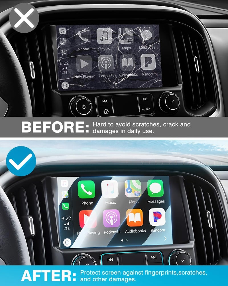 Karltys 【Upgrade 2 Pack Screen Protector for 【No Glare u0026 Fingerprint】 Tempered Glass 2015-2022 Chevy Colorado /2015-2021 Silverado /2015-2020 Suburban /2015-2020 Tahoe 8-Inch - Image 3