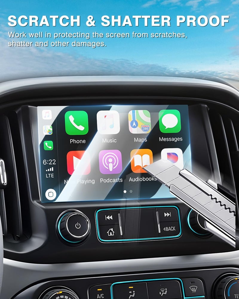 Karltys 【Upgrade 2 Pack Screen Protector for 【No Glare u0026 Fingerprint】 Tempered Glass 2015-2022 Chevy Colorado /2015-2021 Silverado /2015-2020 Suburban /2015-2020 Tahoe 8-Inch - Image 4