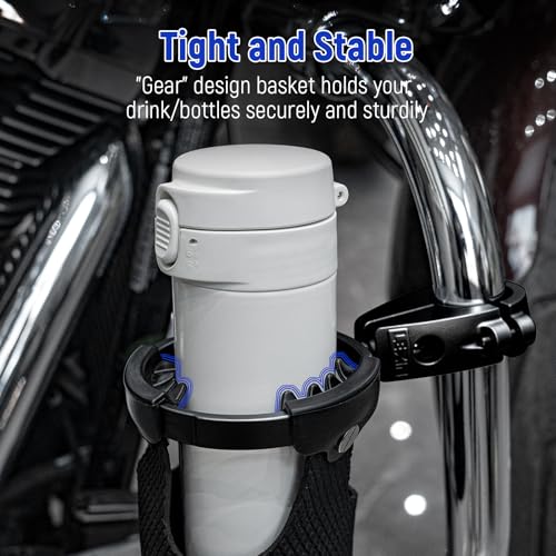 LEXIN C3 Motorcycle Cup Holder for Harley Davidson, Drink Holder with 360°Swivel Ball-Mount, Aluminum Clamp for 7/8'' to 1 1/4'' Handlebar/Bumper/Pole Mount, Fits for ATV/UTV/Scotter, Black - Image 3
