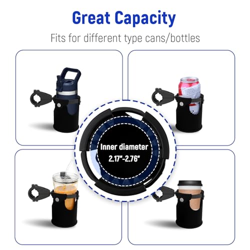 LEXIN C3 Motorcycle Cup Holder for Harley Davidson, Drink Holder with 360°Swivel Ball-Mount, Aluminum Clamp for 7/8'' to 1 1/4'' Handlebar/Bumper/Pole Mount, Fits for ATV/UTV/Scotter, Black - Image 4