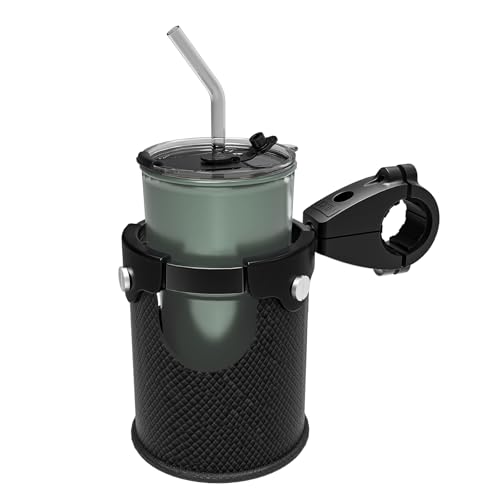LEXIN C3 Motorcycle Cup Holder for Harley Davidson, Drink Holder with 360°Swivel Ball-Mount, Aluminum Clamp for 7/8'' to 1 1/4'' Handlebar/Bumper/Pole Mount, Fits for ATV/UTV/Scotter, Black - Image 1