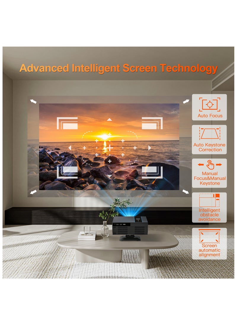 General - Classic Projector Multifunctional Projector X6 Full HD 1080P Auto Focus Auto Keystone Correction Intelligent Obstacle Avoidance Screen Automatic Alignment Multiple Compatible Interfaces Headset TV Box PC iPad Phone PS4 PS5 USB - Image 1