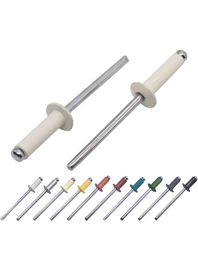 (Pack of 300) Painted Blind Rivets 5/32" x 9/16" (4.0 x 14 mm), Dome Head, DIN 7337, Aluminum Rivet and Steel Mandrel, Pop Rivets, Pure White RAL 9010 - Image 1