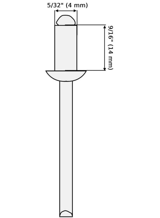 (Pack of 300) Painted Blind Rivets 5/32" x 9/16" (4.0 x 14 mm), Dome Head, DIN 7337, Aluminum Rivet and Steel Mandrel, Pop Rivets, Pure White RAL 9010 - Image 4