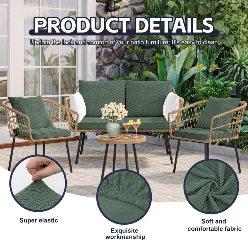 MRGSDL 8Pcs Patio Cushion Covers,Outdoor Cushions Covers,Stretch Cushion Covers Replacement, Washable and Reusable Furniture Protectors(Matcha Green) - Image 3