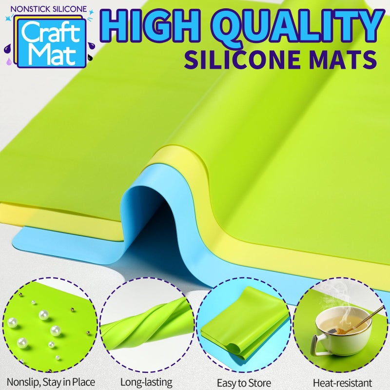 LEOBRO Silicone Mats, 3 PCS Silicone Mats for Crafts, Resin Molds, Play Dough Mat, Nonstick Silicone Sheet Mat for Epoxy Resin, UV Resin, Clay, Craft Supplies, 15.7â€x 11.7â€ - Image 3