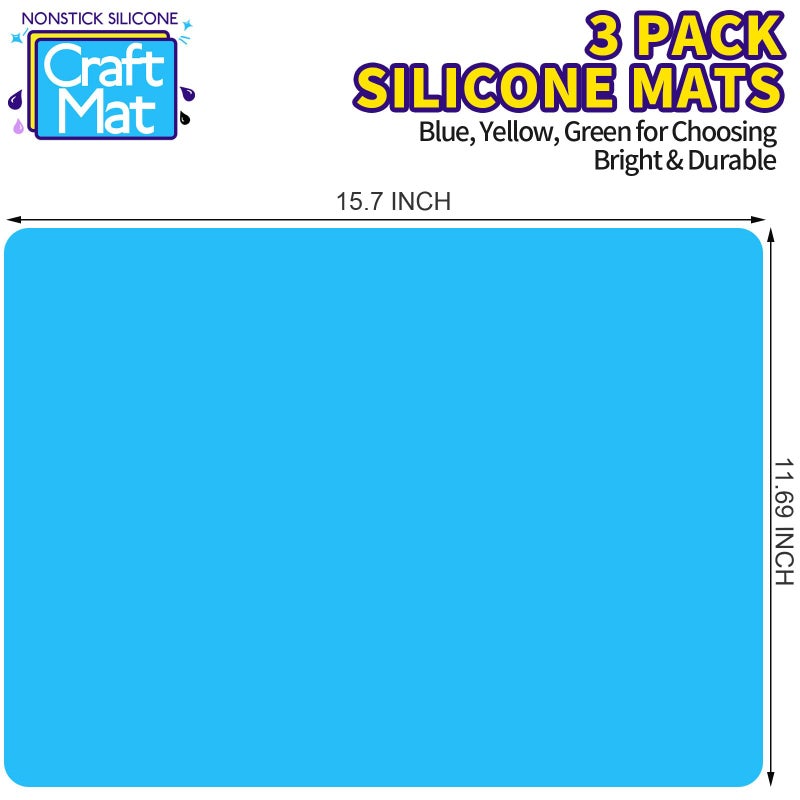 LEOBRO Silicone Mats, 3 PCS Silicone Mats for Crafts, Resin Molds, Play Dough Mat, Nonstick Silicone Sheet Mat for Epoxy Resin, UV Resin, Clay, Craft Supplies, 15.7â€x 11.7â€ - Image 2