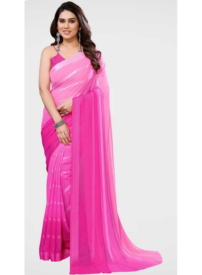Anand ANAND SAREES Women's Regular Fit Embellished Satin Striped Bollywood Georgette Saree with Blouse Piece | Stylish & Attractive | Fancy Saree for Wedding, Parties, Festivals(Pink)(GY_MD_WB_SAT6011_3)  - Image 2