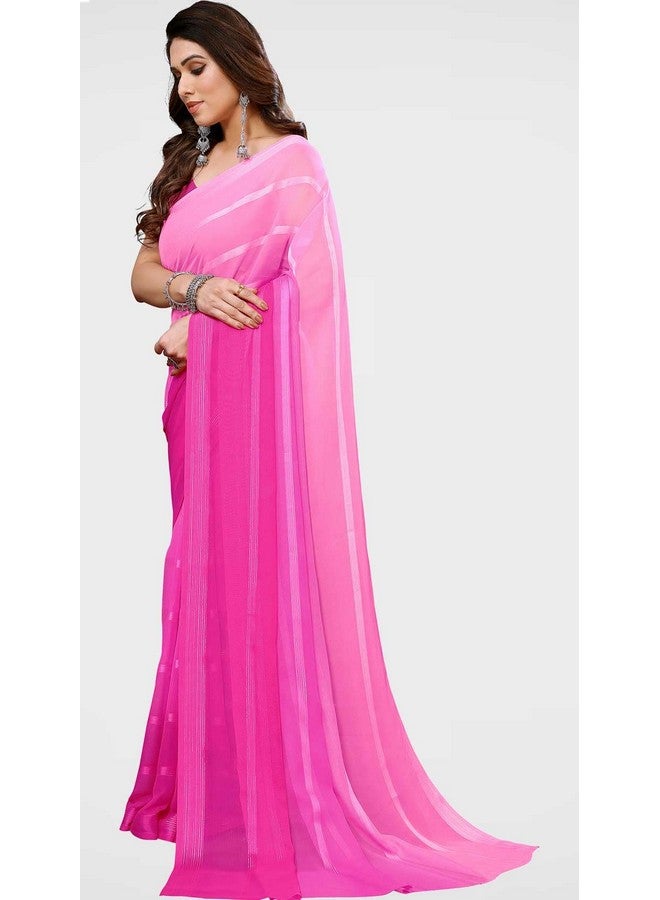 Anand ANAND SAREES Women's Regular Fit Embellished Satin Striped Bollywood Georgette Saree with Blouse Piece | Stylish & Attractive | Fancy Saree for Wedding, Parties, Festivals(Pink)(GY_MD_WB_SAT6011_3)  - Image 4