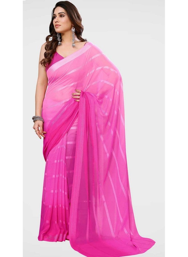 Anand ANAND SAREES Women's Regular Fit Embellished Satin Striped Bollywood Georgette Saree with Blouse Piece | Stylish & Attractive | Fancy Saree for Wedding, Parties, Festivals(Pink)(GY_MD_WB_SAT6011_3)  - Image 5