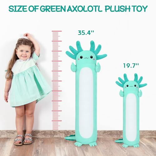 Auspicious beginning Axolotl Plush Stuffed Animal20 Green Axolotl Plush Toy Plush Pillow Cute Soft Anime Plushie Stuffed Toys Body Pillow Plush Toy Decoration Doll Gift for Kids Girls Boys - Image 5