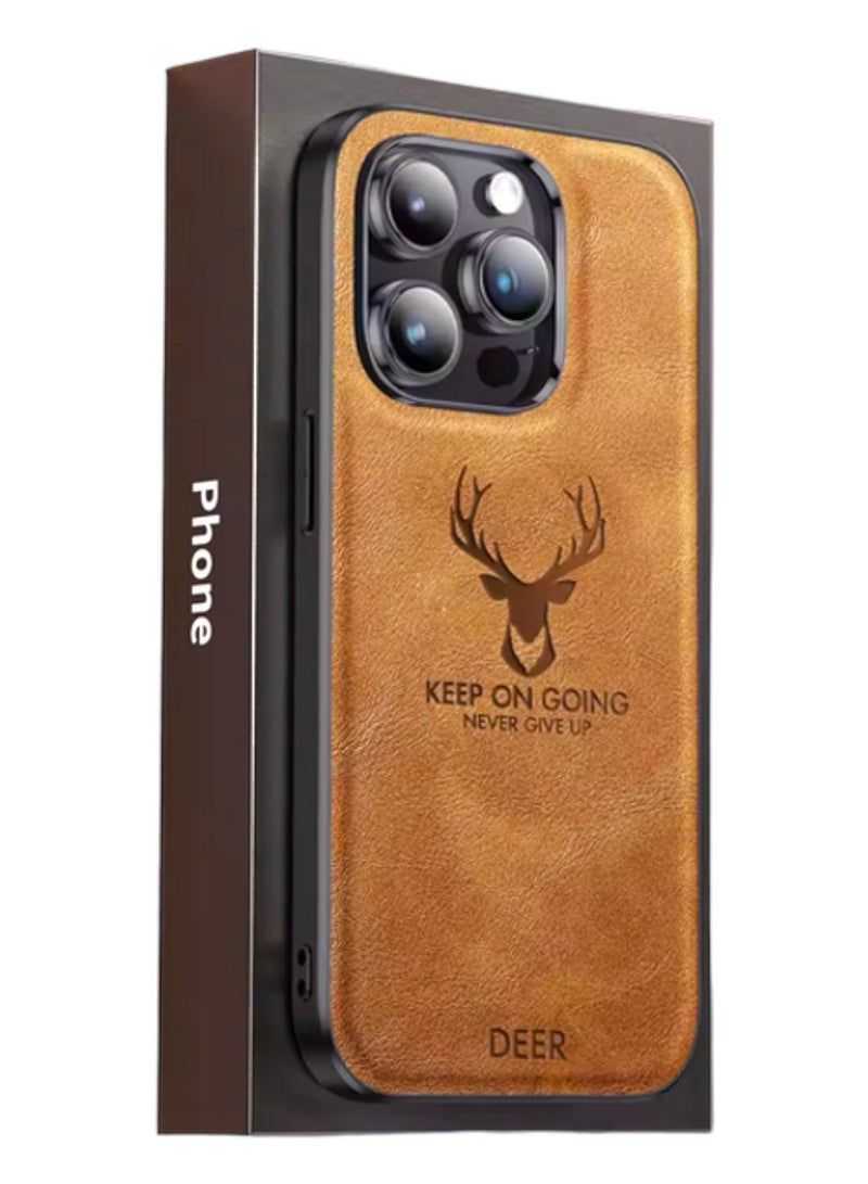 Deer Luxury Shockproof Soft Silicone PU Leather Deer Mobile i Phone 15 Pro Max Case - Image 2