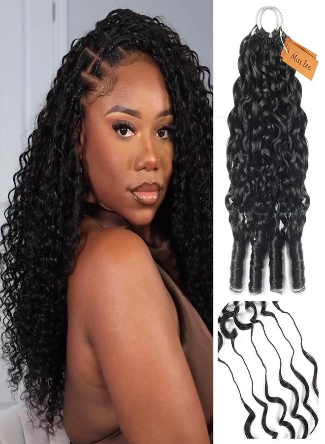 Miss Lee Burmese Curly Feather Crochet Human Hair Pre-Separated Invisible Miracle Knots Human Crochet Hair Extensions Knotless Strings Burmese Curly Hair for Black Women(50g,18inch) - Image 1