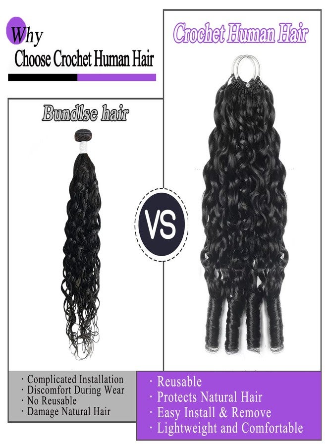 Miss Lee Burmese Curly Feather Crochet Human Hair Pre-Separated Invisible Miracle Knots Human Crochet Hair Extensions Knotless Strings Burmese Curly Hair for Black Women(50g,18inch) - Image 4