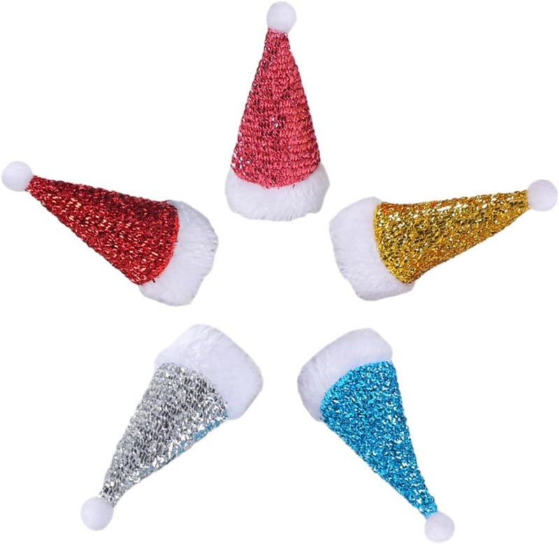 PRETYZOOM 5pcs Santa Claus Hat for Christmas Table Decor Multi-functional Cutlery Bottle Covers for Holiday Parties and Wine Bottles - Image 1
