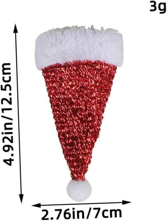 PRETYZOOM 5pcs Santa Claus Hat for Christmas Table Decor Multi-functional Cutlery Bottle Covers for Holiday Parties and Wine Bottles - Image 2