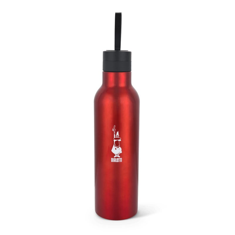 Bialetti Stainlesssteel Water Bottle 25oz DoubleLayered Vacuum Insulated Keeps Drink Cold for 24 Hours and Hot for 12 Hours Red