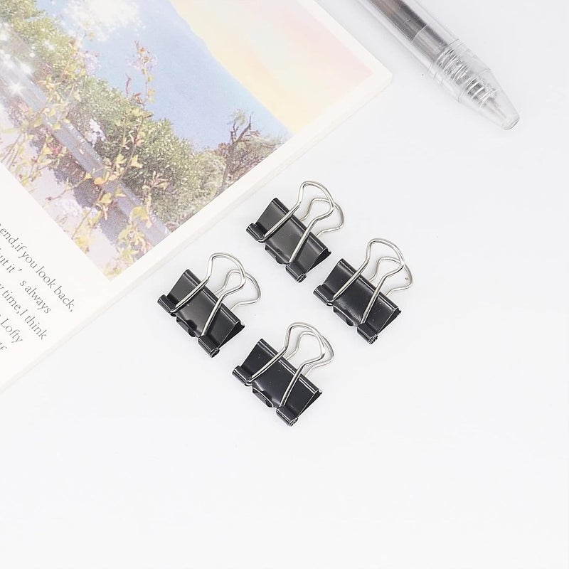 YCVIORING Mini Binder Clips, Paper Clip, Small Paper Clamps 15mm (5/8 inch), 100 Pack Micro Size Office Clips for Home School and Business (Black) - Image 5