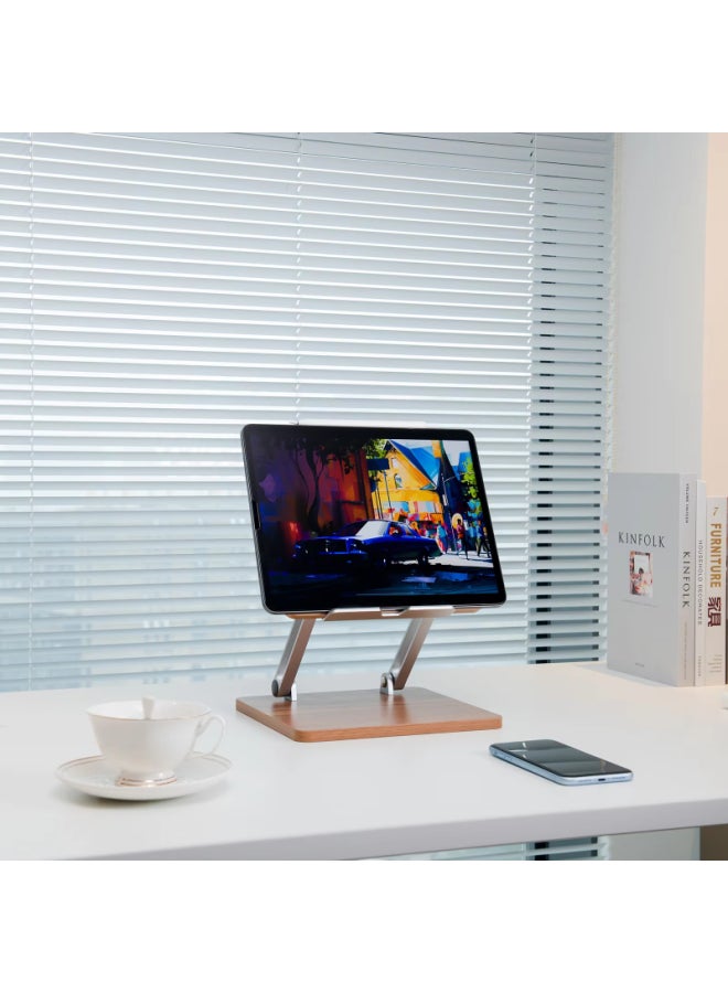 Foldable Wooden Stand with Adjustable Height for Laptop, Tablet & Phone – Comfortable Design, Fits Up to 13-Inch Devices - Image 5
