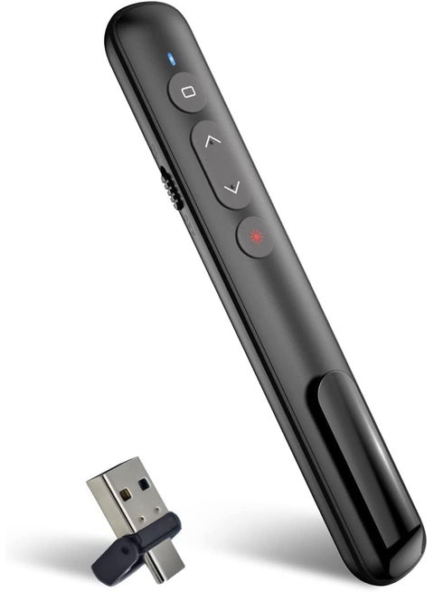 Wireless Presenter Remote, Presentation Clicker with Hyperlink  Volume Remote Control PowerPoint Office Presentation Clicker for Keynote/PPT/Mac/PC/Laptop(Battery Included)