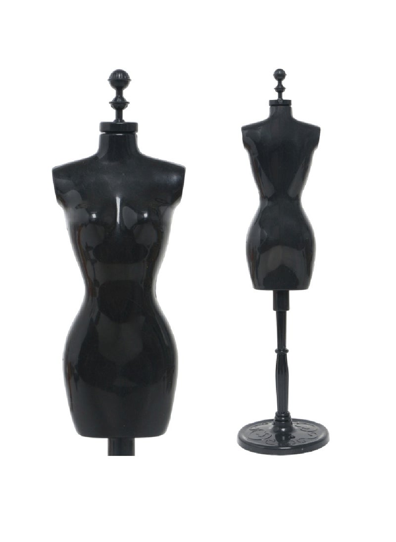 iQeouc - 1pcs 1:6 Dollhouse Miniature Mannequin Model Skirt Support Humanoid Coat Hanger Black - Image 1